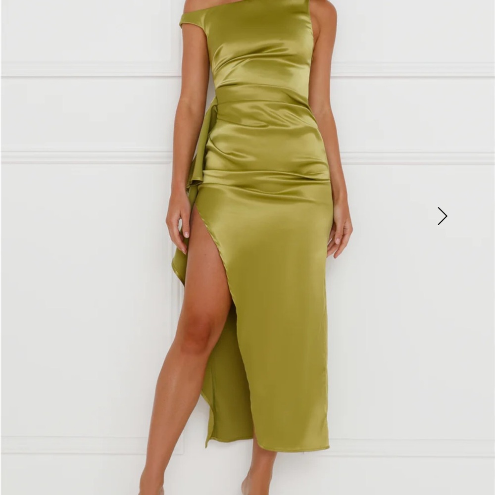 Hello Molly Green Asymmetrical Ruched Sheath Dress